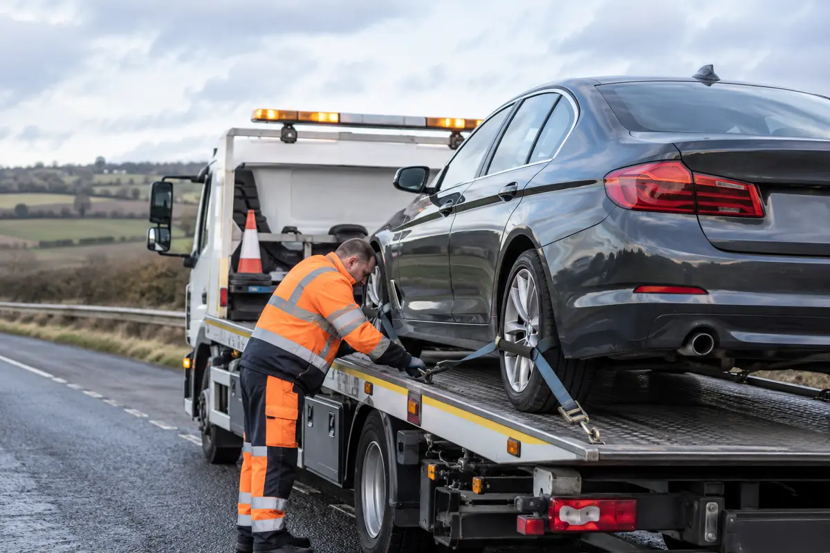Car Recovery carried out by a professional vehicle recovery operator