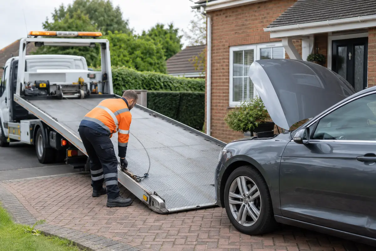 Vehicle Winching carried out by a professional vehicle recovery operator